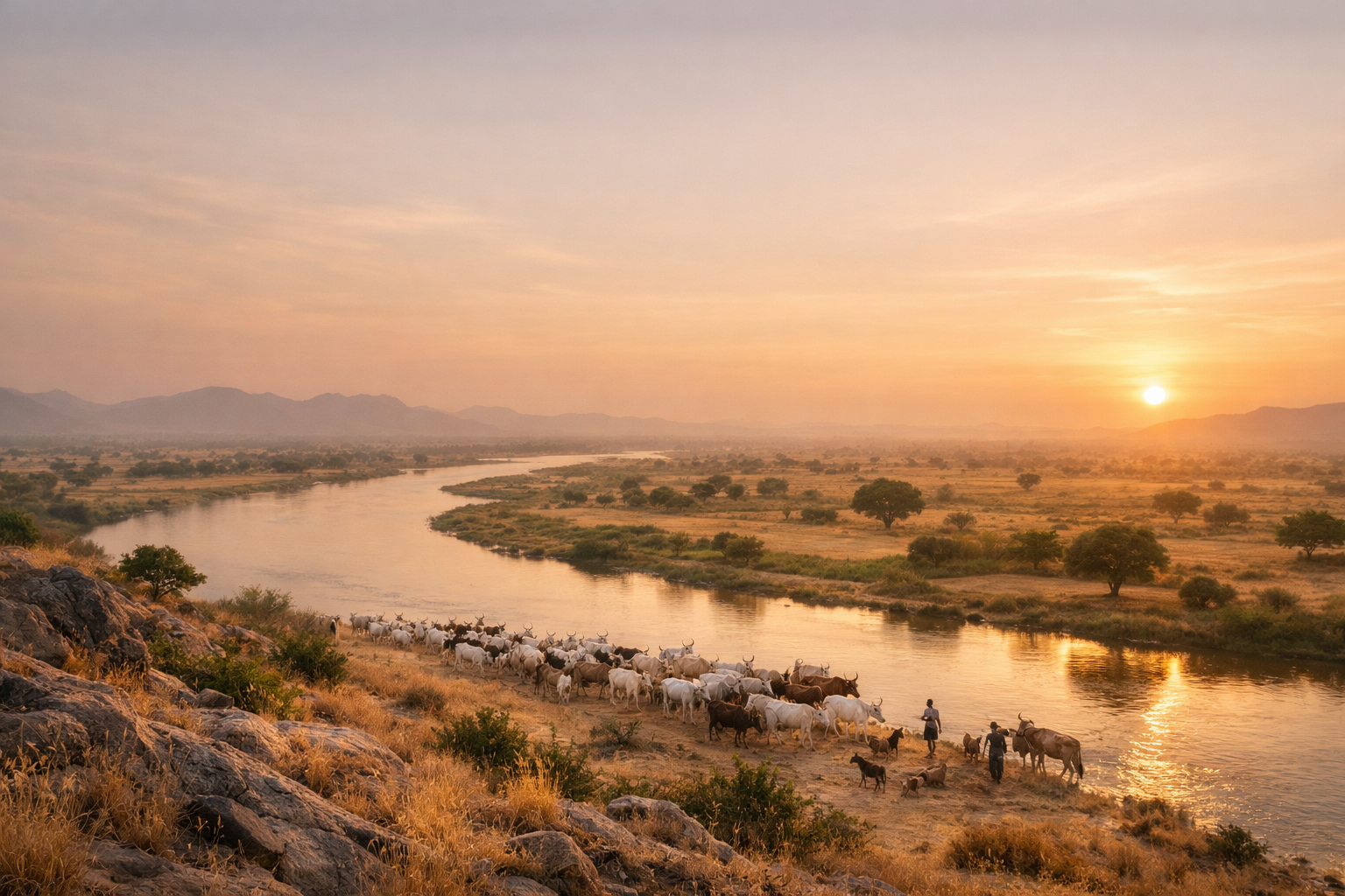 Bagudo river landscape at sunset